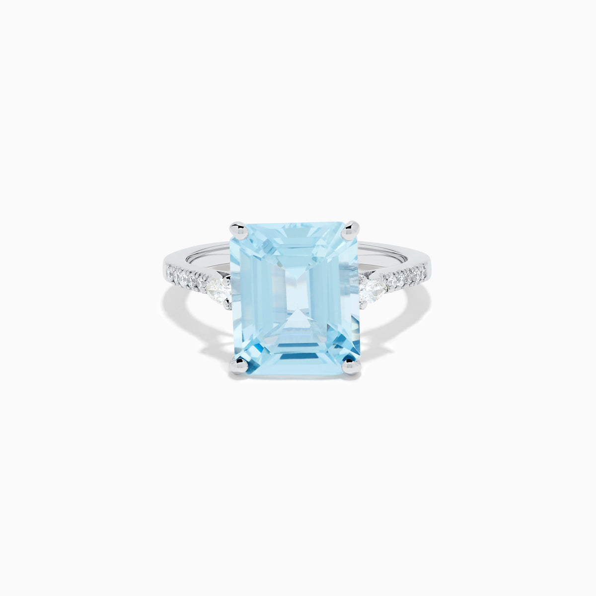 Aquamarine and Diamond Cocktail Ring in 14K White Gold