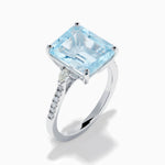 Aquamarine and Diamond Cocktail Ring in 14K White Gold view 4