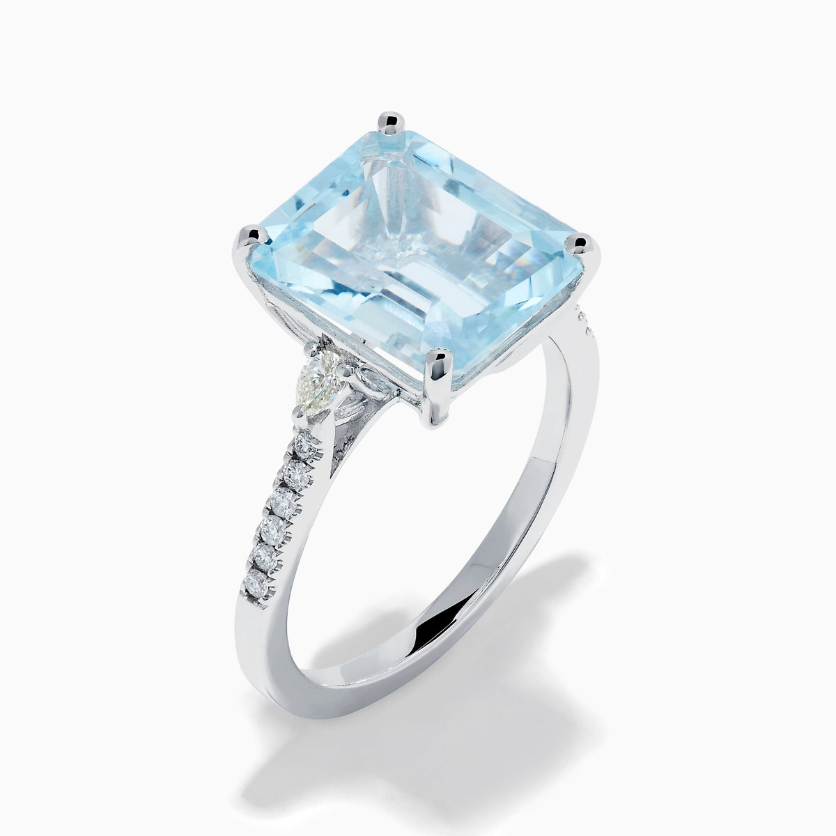 Aquamarine and Diamond Cocktail Ring in 14K White Gold view 4