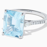 Aquamarine and Diamond Cocktail Ring in 14K White Gold view 2