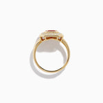 Fire Opal and Diamond Emerald-Cut Halo Ring in 14K Yellow Gold view 3