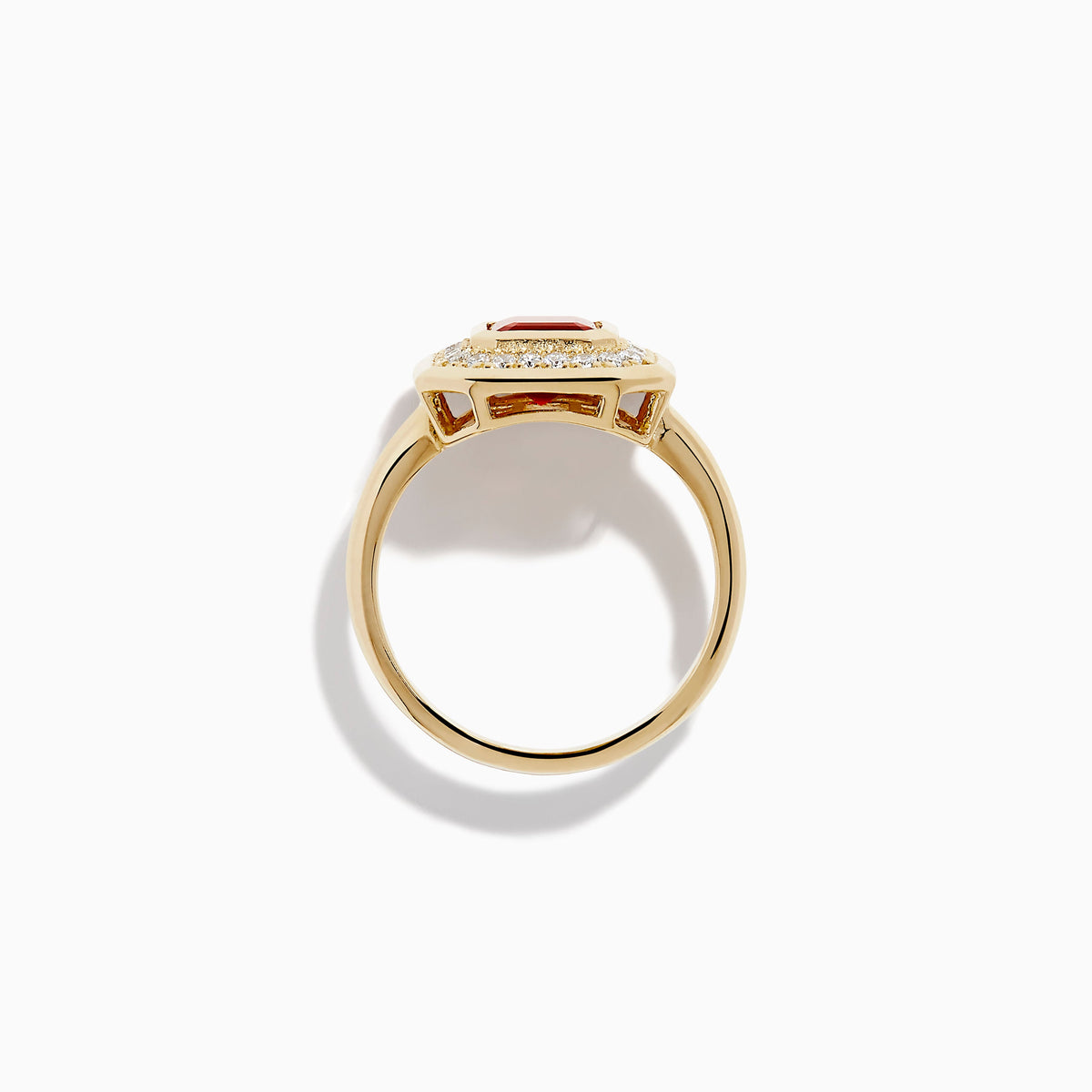 Fire Opal and Diamond Emerald-Cut Halo Ring in 14K Yellow Gold view 3