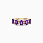 Amethyst and Diamond Five-Stone Band in 14K Yellow Gold