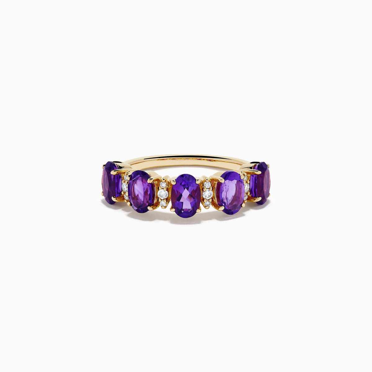 Amethyst and Diamond Five-Stone Band in 14K Yellow Gold