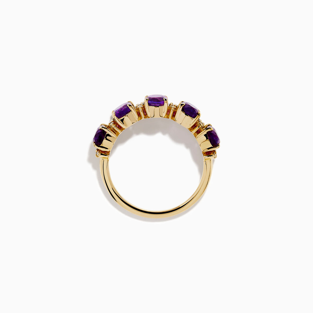 Amethyst and Diamond Five-Stone Band in 14K Yellow Gold view 3