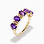 Amethyst and Diamond Five-Stone Band in 14K Yellow Gold view 4