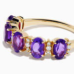 Amethyst and Diamond Five-Stone Band in 14K Yellow Gold view 2