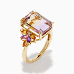 Ametrine, Citrine and Amethyst Cocktail Ring in 14K Yellow Gold view 4