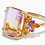 Ametrine, Citrine and Amethyst Cocktail Ring in 14K Yellow Gold view 2