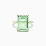 Green Amethyst and Diamond Cocktail Ring in 14K Yellow Gold