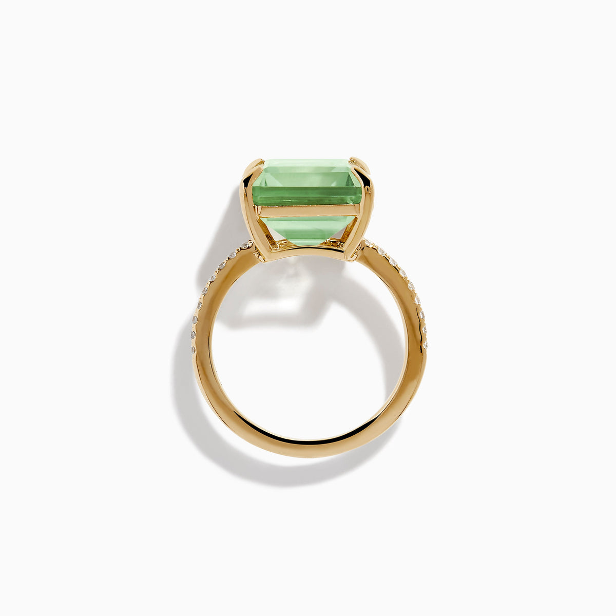 Green Amethyst and Diamond Cocktail Ring in 14K Yellow Gold view 3