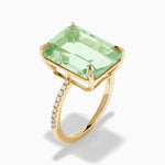 Green Amethyst and Diamond Cocktail Ring in 14K Yellow Gold view 4