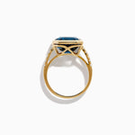 Blue Topaz and Diamond Bezel-Set Ring in 14K Yellow Gold view 3