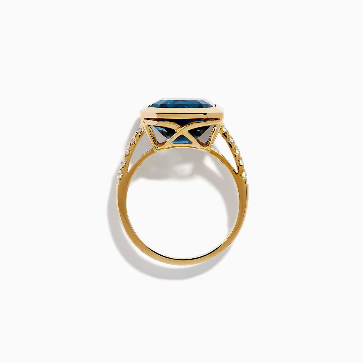 Blue Topaz and Diamond Bezel-Set Ring in 14K Yellow Gold view 3