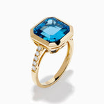 Blue Topaz and Diamond Bezel-Set Ring in 14K Yellow Gold view 4