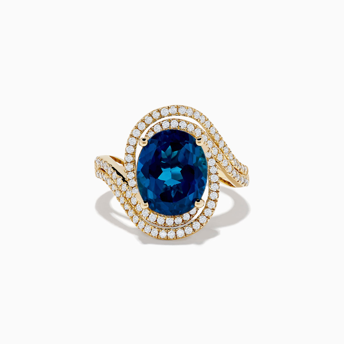 London Blue Topaz and Diamond Ring in 14K Gold