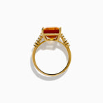 Step Cut Citrine and Diamond Cocktail Ring in 14K Yellow Gold view 3
