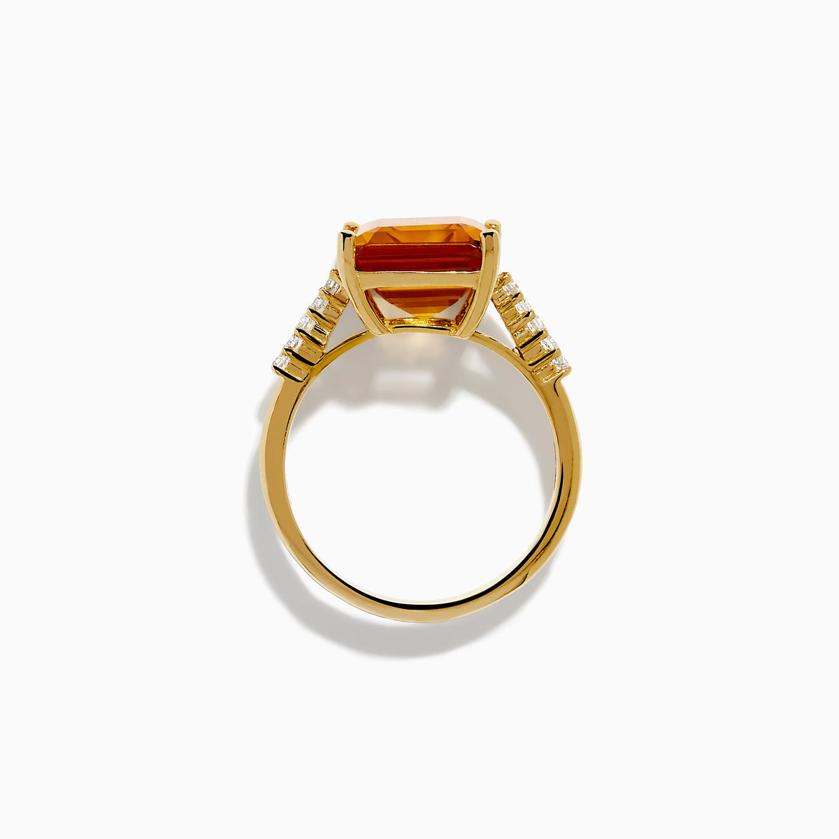 Step Cut Citrine and Diamond Cocktail Ring in 14K Yellow Gold view 3