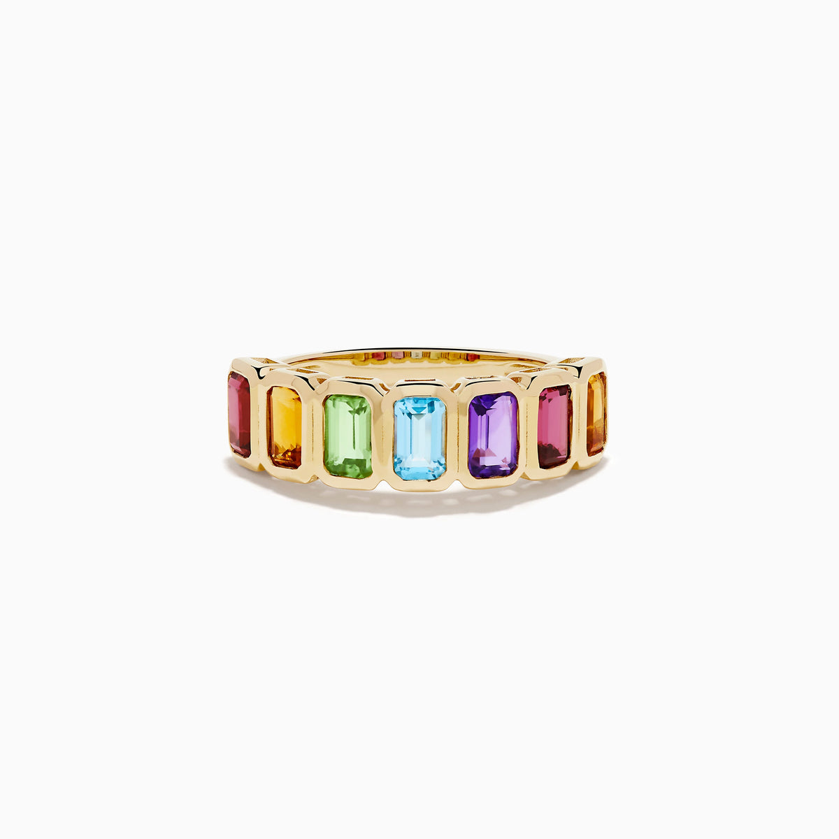 Multi Gemstone Bezel-Set Band in 14K Yellow Gold