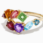 Multi Color Gemstone Bypass Ring in 14K Yellow Gold view 2