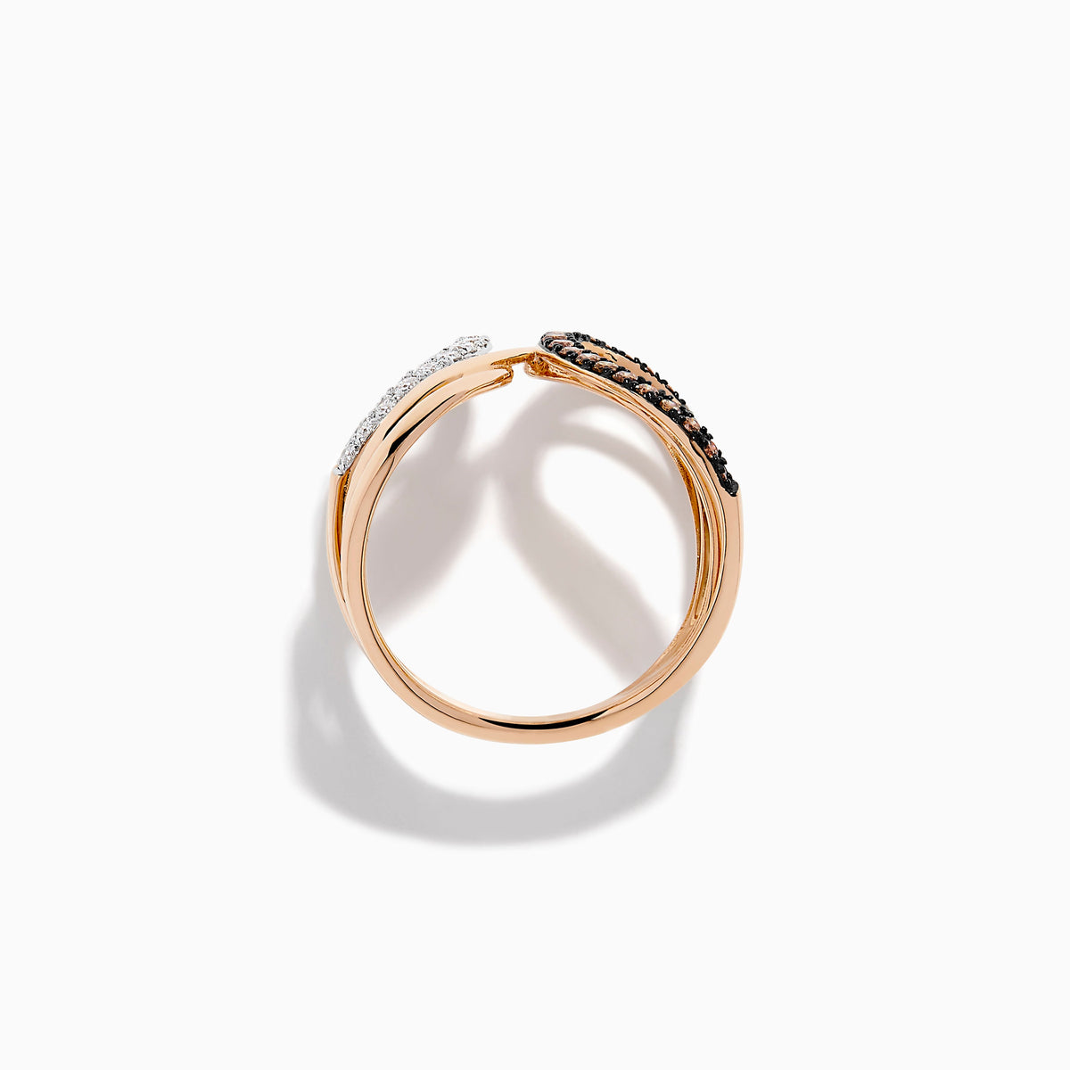 Espresso and White Diamond Open Butterfly Ring in 14K Rose Gold view 3