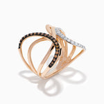 Espresso and White Diamond Open Butterfly Ring in 14K Rose Gold view 4