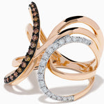 Espresso and White Diamond Open Butterfly Ring in 14K Rose Gold view 2