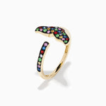 Multi Sapphire Open Whale Tail Ring in 14K Yellow Gold view 4