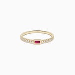 Baguette Ruby and Diamond Pavé Ring in 14K Yellow Gold
