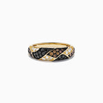 Espresso, Black and White Diamond Chevron Pavé Ring in 14K Yellow Gold