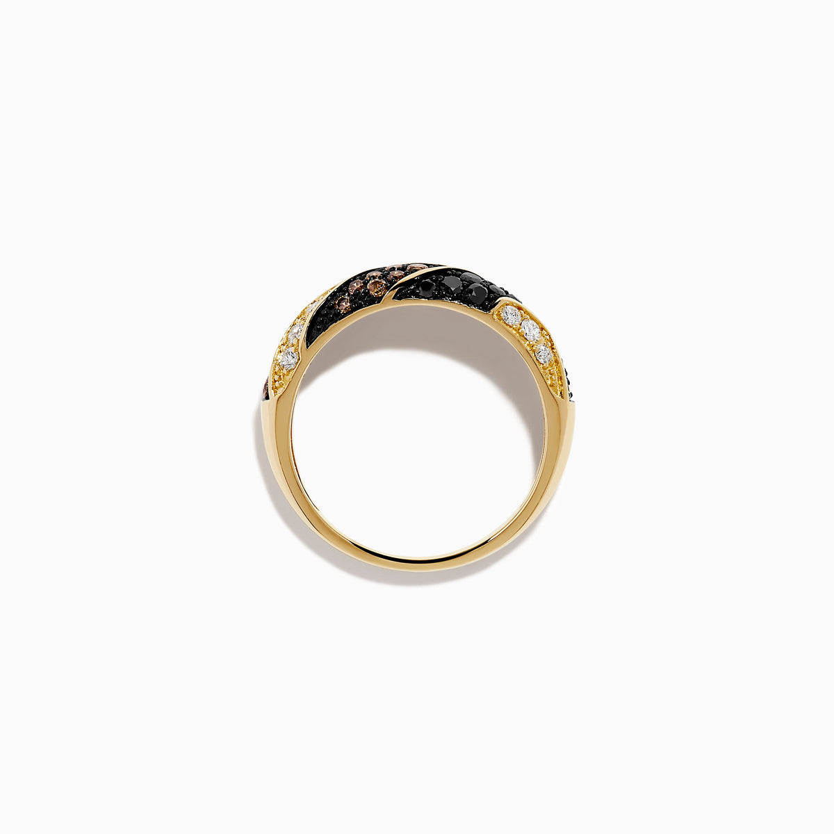Espresso, Black and White Diamond Chevron Pavé Ring in 14K Yellow Gold view 3