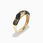 Espresso, Black and White Diamond Chevron Pavé Ring in 14K Yellow Gold view 4
