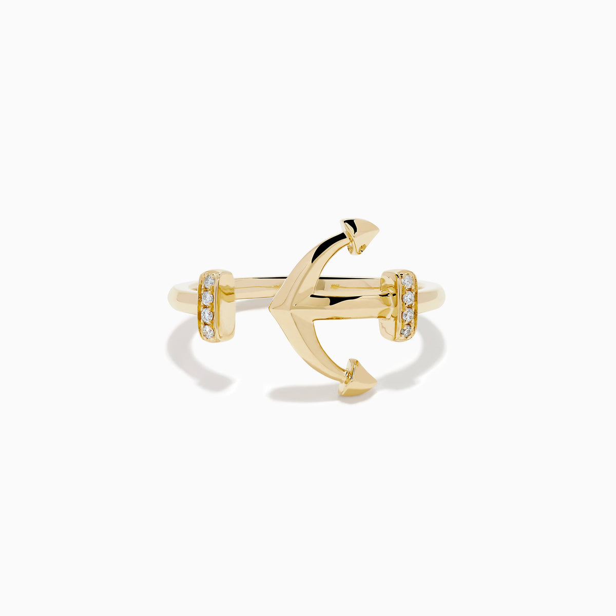 Diamond Open Anchor Ring in 14K Yellow Gold