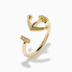 Diamond Open Anchor Ring in 14K Yellow Gold view 4