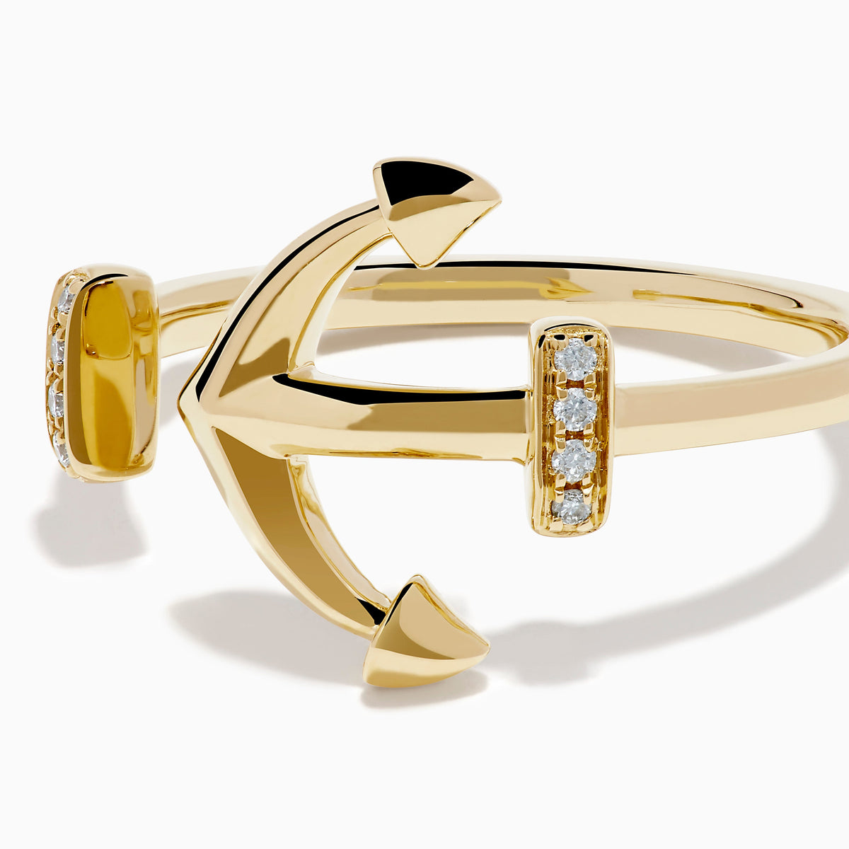 Diamond Open Anchor Ring in 14K Yellow Gold view 2