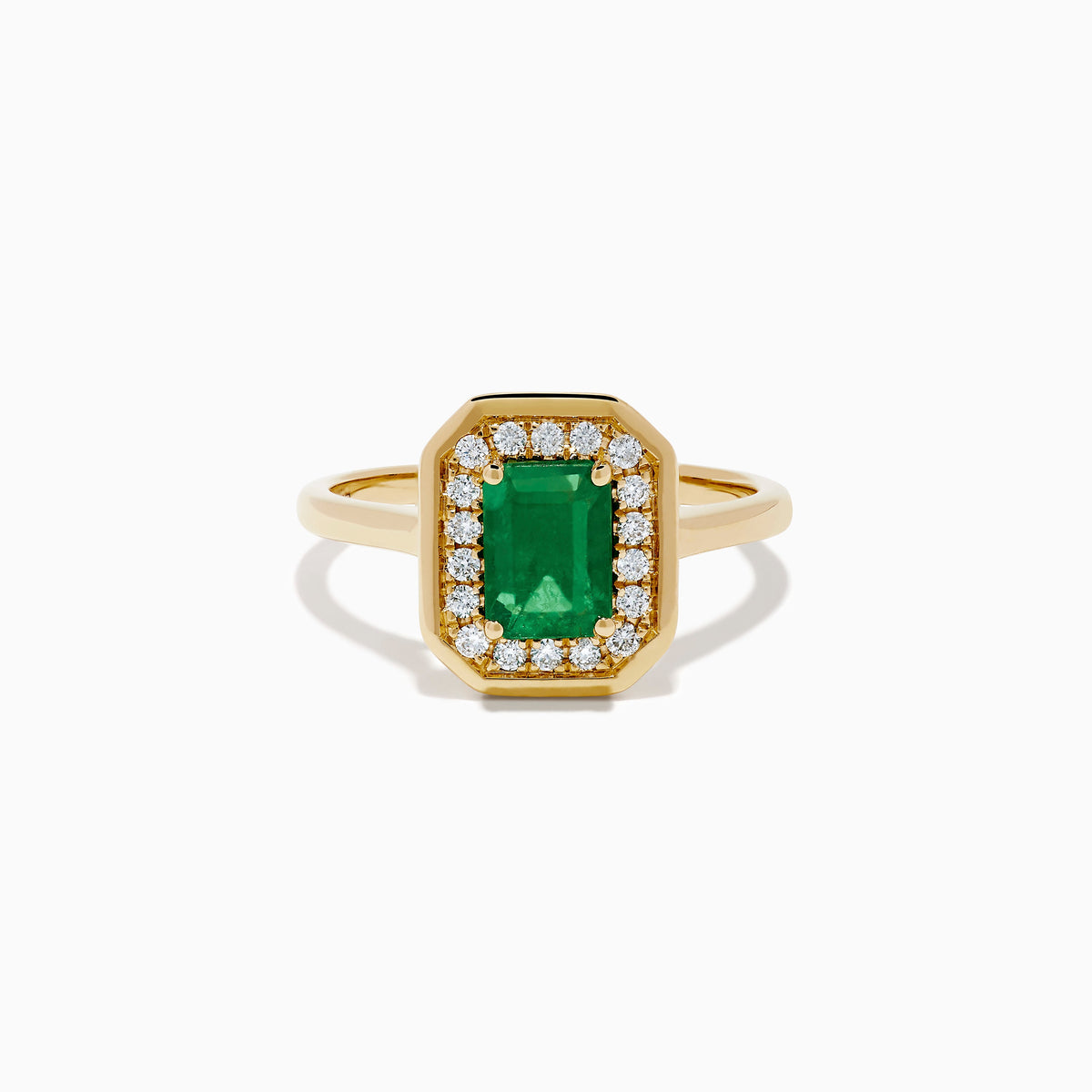 Emerald and Diamond Ring in 14K Yellow Gold