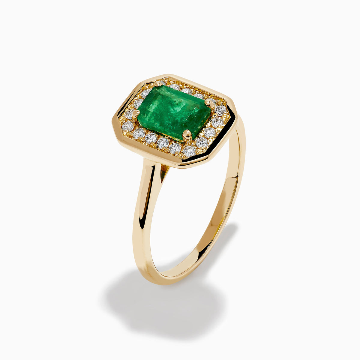 Emerald and Diamond Ring in 14K Yellow Gold view 4