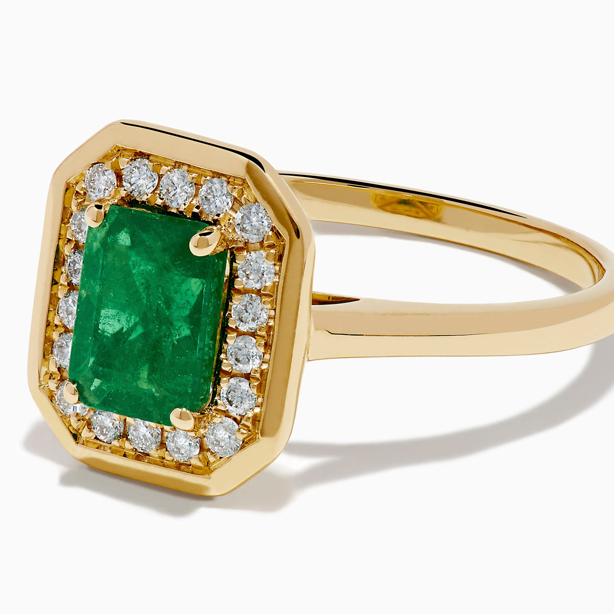 Emerald and Diamond Ring in 14K Yellow Gold view 2