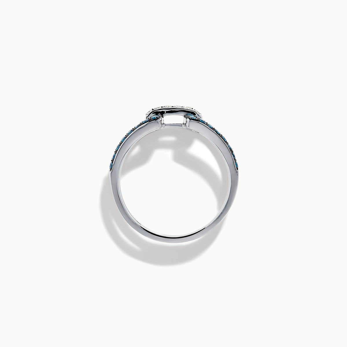 Blue and White Diamond Open Geometric Ring in 14K White Gold view 3