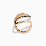 Espresso and White Diamond Pave Wave Ring in 14K Rose Gold view 3