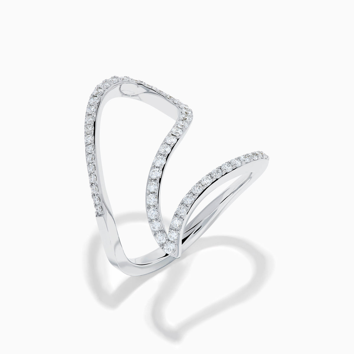 Diamond Pave Wave Ring in 14K White Gold view 4