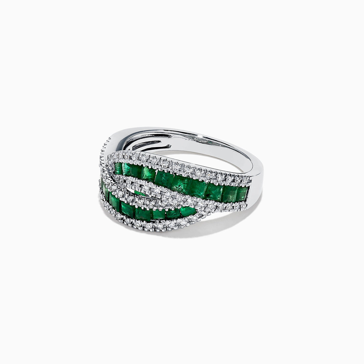 Princess Cut Emerald and Diamond Ring in 14K White Gold, 1.76 ctw view 2