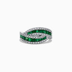 Princess Cut Emerald and Diamond Ring in 14K White Gold, 1.76 ctw