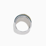 Blue and White Diamond Pave Crossover Ring in 14K Two-Tone Gold view 3
