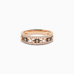 Espresso and White Diamond Openwork Ring in 14K Rose Gold