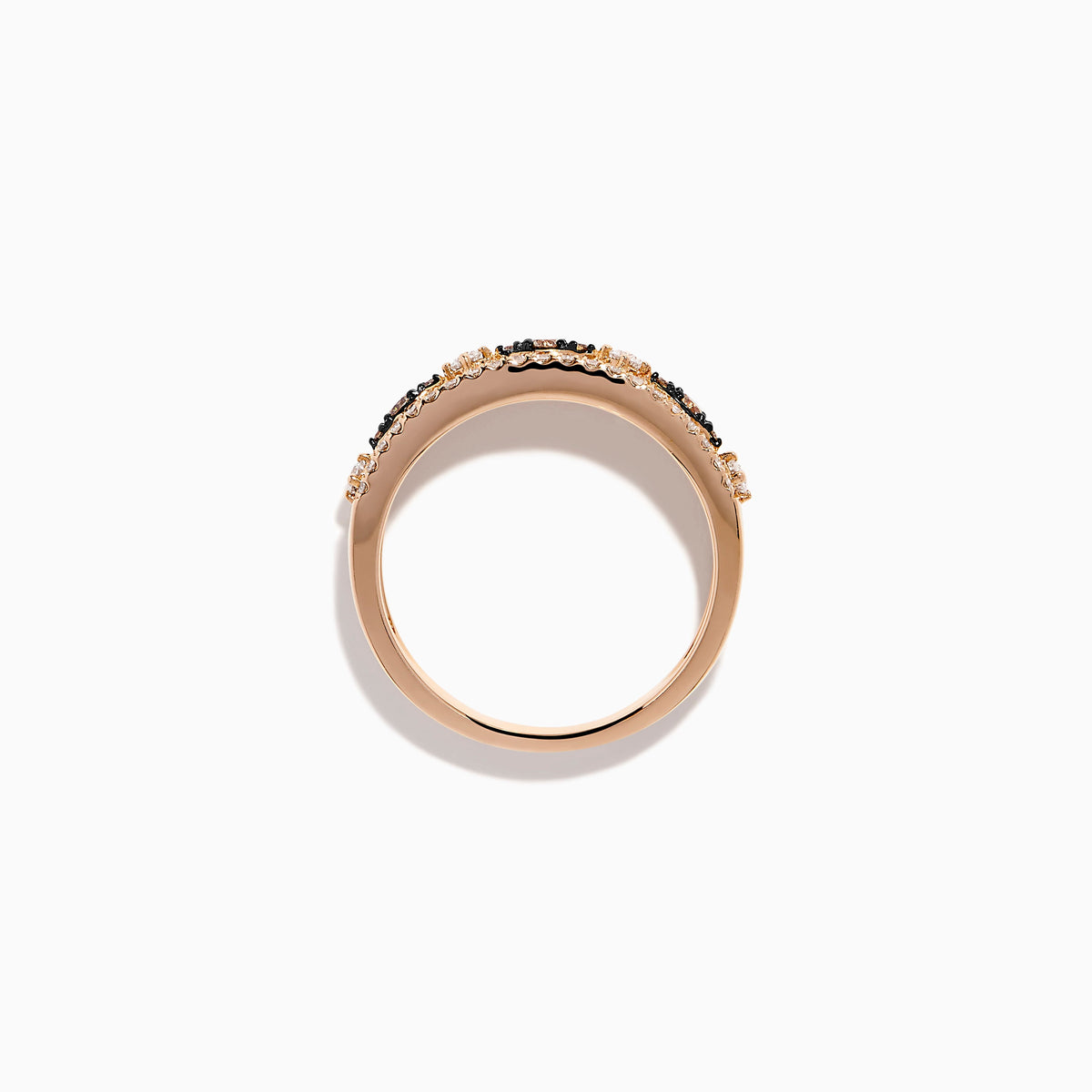 Espresso and White Diamond Openwork Ring in 14K Rose Gold view 3