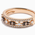 Espresso and White Diamond Openwork Ring in 14K Rose Gold view 2