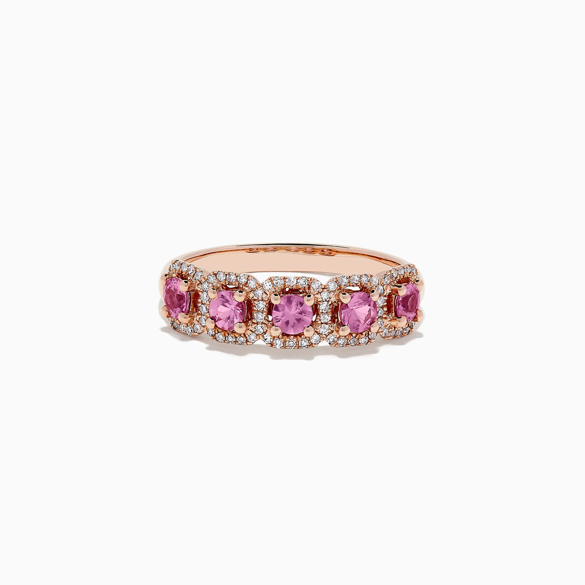 Pink Sapphire and Diamond Ring in 14K Rose Gold, 0.85 ctw