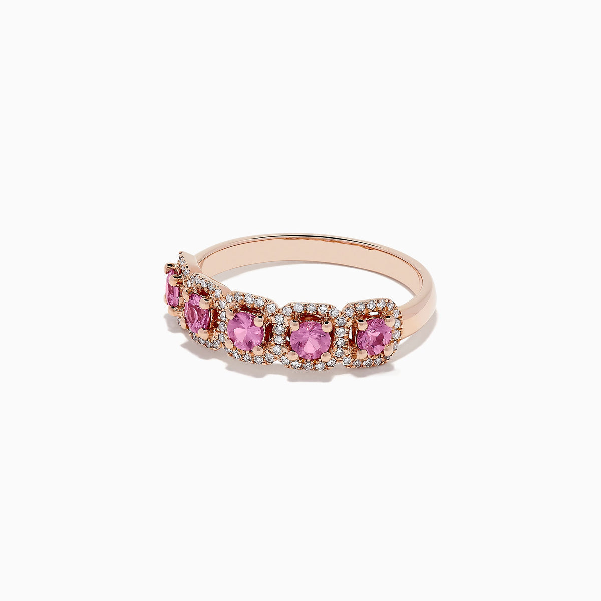 Pink Sapphire and Diamond Ring in 14K Rose Gold, 0.85 ctw view 2