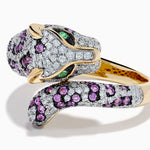 Pink Sapphire and Diamond Panther Ring in 14K Yellow Gold view 2